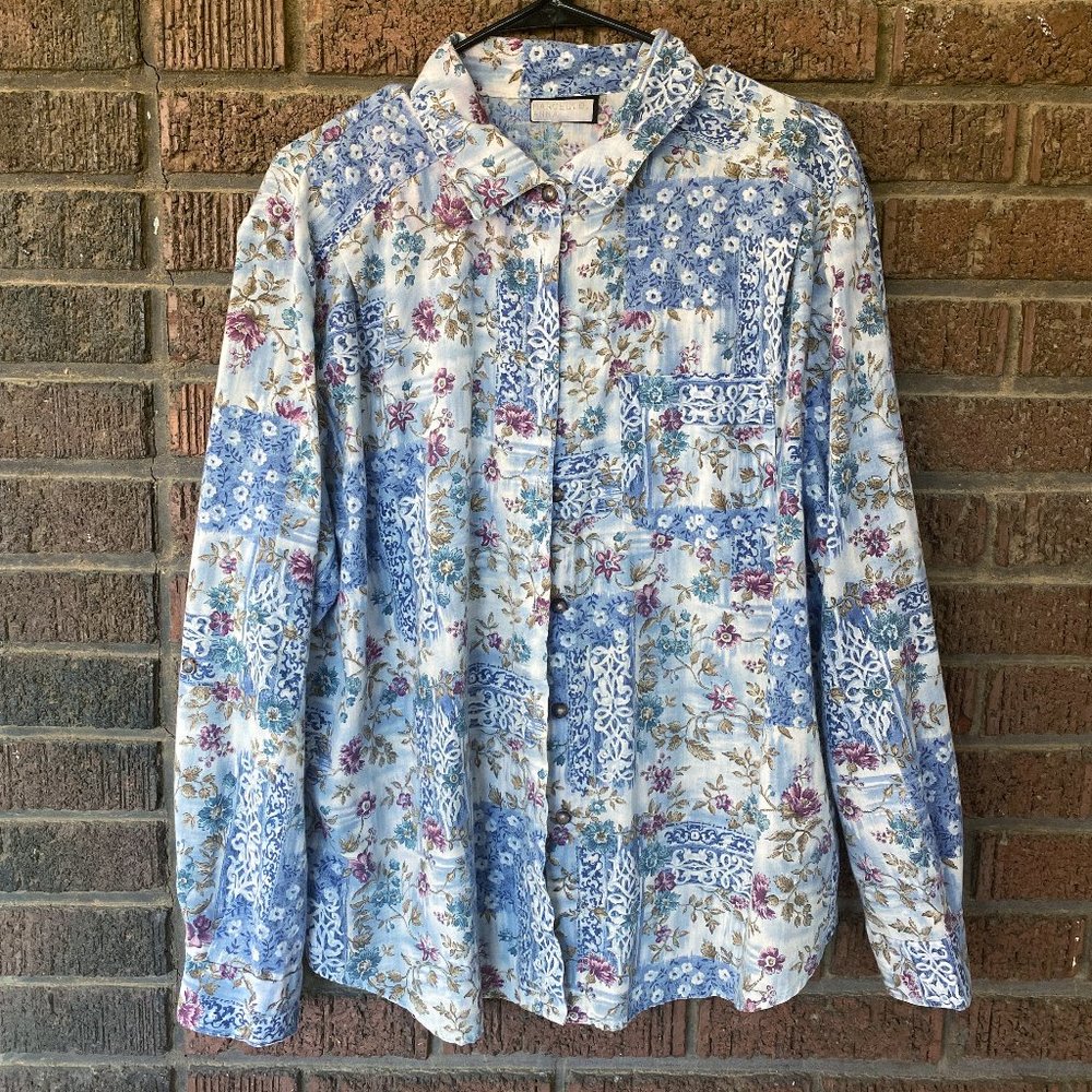 Blue Floral Button Up Shirt